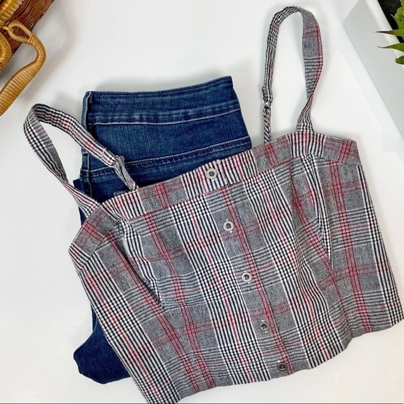 Hollister Tops - NWT Hollister Plaid button front tank size M